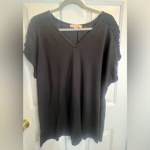 Misia Black Relaxed Ribbed Blouse